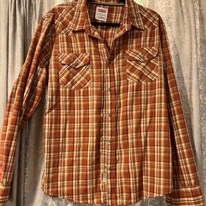 Levi’s western xl plaid pearl button shirt